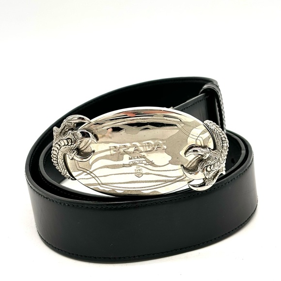 Prada Accessories - Prada Vintage Claw Buckle Black Leather Belt